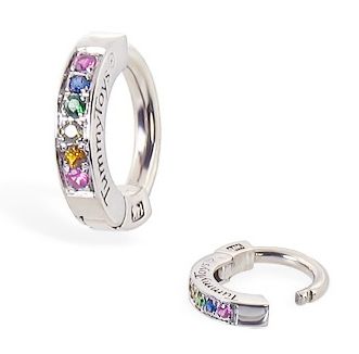 Navel Jewellery. TummyToys 14K White Gold Rainbow Sapphire Belly Ring - Solid 14k White Gold Belly Ring with Multi Coloured Sapphires