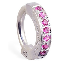 TummyToys® Silver HOT Pink CZ Sleeper Belly Ring