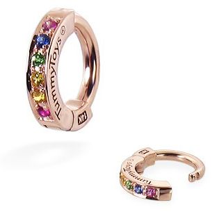 Navel Jewellery. TummyToys 14K Rose Gold Rainbow Sapphire Belly Ring - Solid 14k Rose Gold Belly Ring with Multi Coloured Sapphires