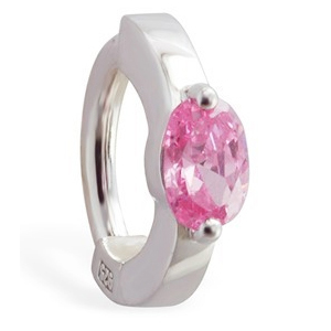 TummyToys® Pink CZ Gem Sleeper Belly Ring - Australian Belly Ring Store