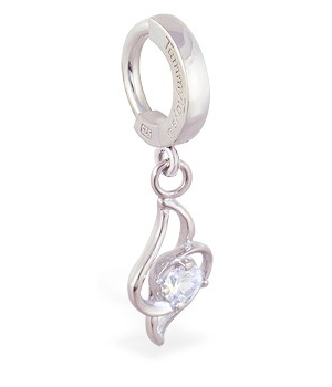 TummyToys® Sexy Free Form CZ Charm Surgical Steel Clasp. Quality Belly Rings.