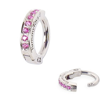 Quality Belly Rings. TummyToys14K White Gold With Pink Sapphire Belly Ring - Solid 14k White Gold Belly Ring