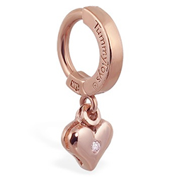 TummyToys® 14K Rose Gold Diamond Heart Navel Ring