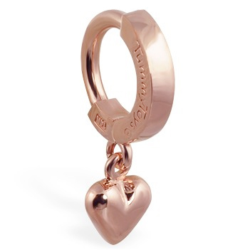 Shop Belly Rings. TummyToys 14K Rose Gold Puffed Heart Navel Ring - Solid 14k Rose Gold Belly Ring 