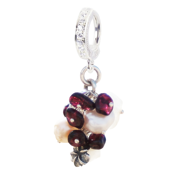 Belly Bars. Garnet, Pearl and Moonstone Cluster - Natural Freshwater Pearl, Garnet and Moonstone