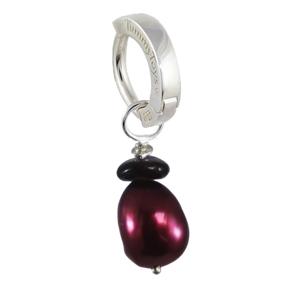 Designer Belly Rings. Saltwater Silver Garnet Red Wine Pearl - Solid Silver Australian Hand Crafted Garnet and Pearl Belly Huggy Charm