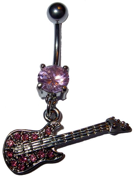 Naval Rings on Electric Base Guitar  Rock Belly Rings  Belly Button Rings