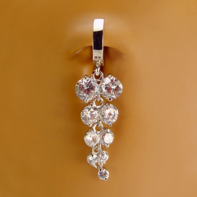 TummyToys® Silver CZ Grape Cluster - Sensual Snap Lock Belly Rings