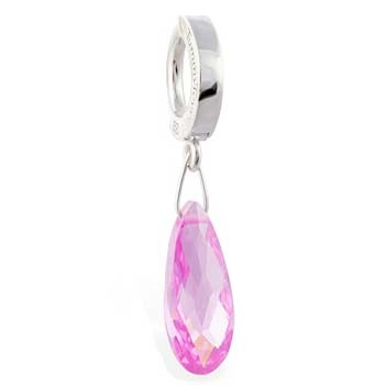 Belly rings. TummyToys Pink Ice Faceted Drop Navel Ring - Clasp Lock Belly Ring