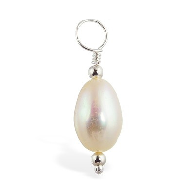 Quality Belly Rings. TummyToys Fresh Water Cream Pearl Charm - Changeable Floating Swinger Charm