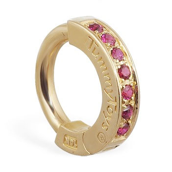 TummyToys® Yellow Gold Ruby Pave Sleeper. Shop Belly Rings.