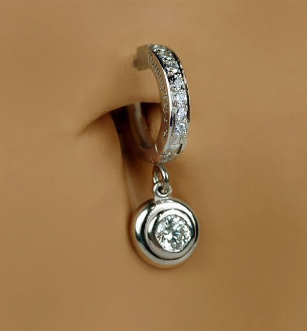 TummyToys® White Gold Belly Ring with 1/4 Ct Diamond Pendant. Buy Belly
