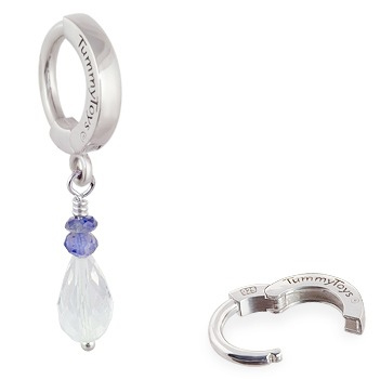 Quality Belly Rings. TummyToys Natural Gem Belly Ring Pendant - Hand Made Silver, Iolite and Crystal Pendant Clasp