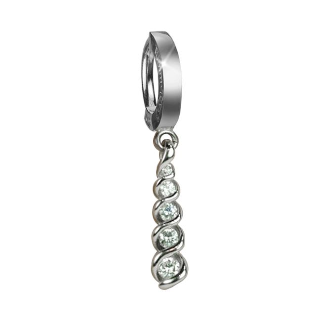 TummyToys® White Gold Diamond Journey Navel Ring. Designer Navel Rings.