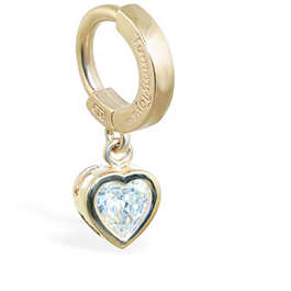 TummyToys® Yellow Gold Cubic Zirconia Heart Belly Ring