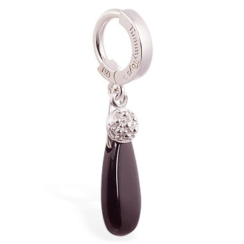 TummyToys® Silver Onyx Belly Ring. Silver Belly Rings.