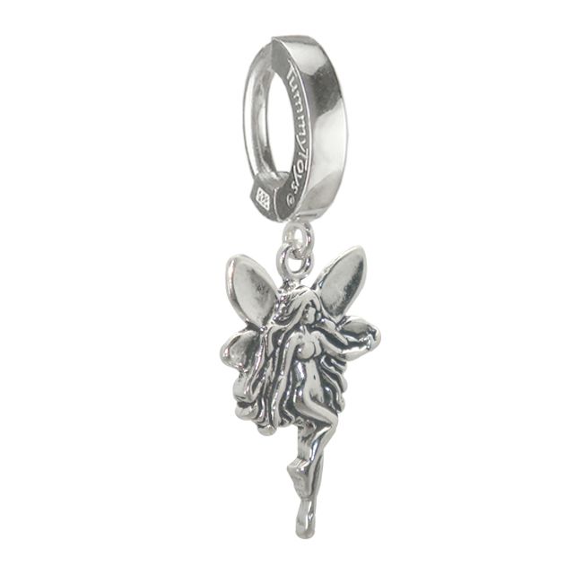 Navel Rings. TummyToys 925 Silver Fairy Belly Ring - Solid Silver Snap Lock Body Jewellery