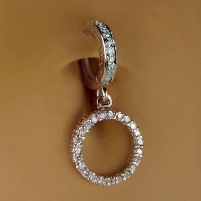 Designer Belly Rings. TummyToys Pure Platinum Circle of Life Navel Ring - Genuine Diamond Solid Platinum Belly Ring