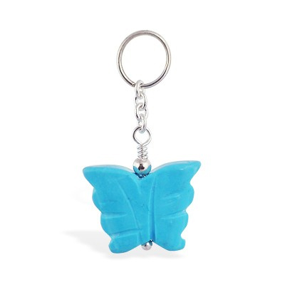 Belly rings. TummyToys Turquoise Butterfly Belly Ring Swinger - Changeable Solid Silver and Turquoise Belly Charm